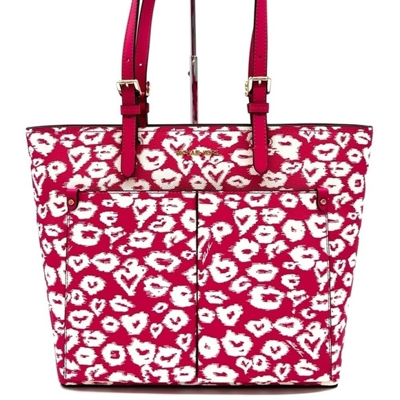 Michael Kors Jet Set Medium Pocket Tote Bag Electric Pink Multi - Picture 1 of 11